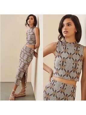 Anthropologie small knit skirt set brown and Black